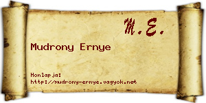 Mudrony Ernye névjegykártya